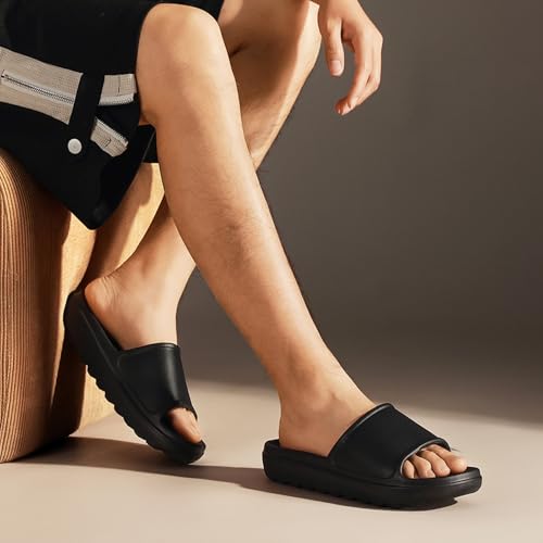 VIVASUN Badeschuhe Damen Herren Badelatschen Wasserdicht Schlappen Orthopädisch Slides Sandalen rutschfest Badeschlappen,Schwarz – Ansicht 2