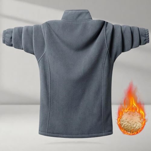 Cambkatl Mens Stand Collar Casual Fleece Jackets - Zip Up Long Sleeve Sherpa Lined Warm Winter Outdoor Coat with Pockets3