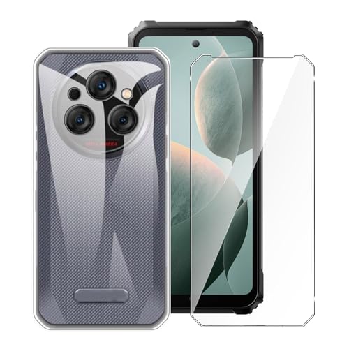 KJYFOANI Coque Pour Oukitel WP35, 2 Pièces Verre Trempé Protecteur écran, Transparente Mince Cover Souple Silicone Protection Housse Etui Pour Oukitel