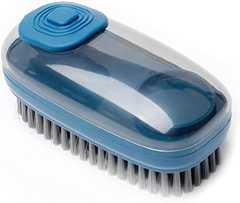 Trifecta Scrub Brush with Soap Dispenser,Automatic Liquid Addition Cleaner for Dish Sink Pan Pot Washing and Cleaning, Soft Laundry Clothes and Shoes Scrubbing Brush Size 12 cm (Blue)