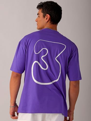 Image of The Indian Garage Co Men Cotton Oversized Graphic Back Printed Round Neck Tshirt