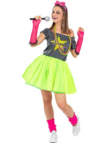 Funidelia | Disfraz de los Años 80 Pop para mujer Años 80, Años 90, Música Pop, Décadas, disfraz de despedida de soltera - Disfraz para adultos para Fiestas, Carnaval y Halloween - Talla S - Negro