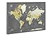 Pin Adventure Map Weltkarte Leinwand-Moderne Wandbild Weltkarte zum pinnen-Reiseziel Weltkarte als Pinnwand (75x100) in der Farbe (Grey)