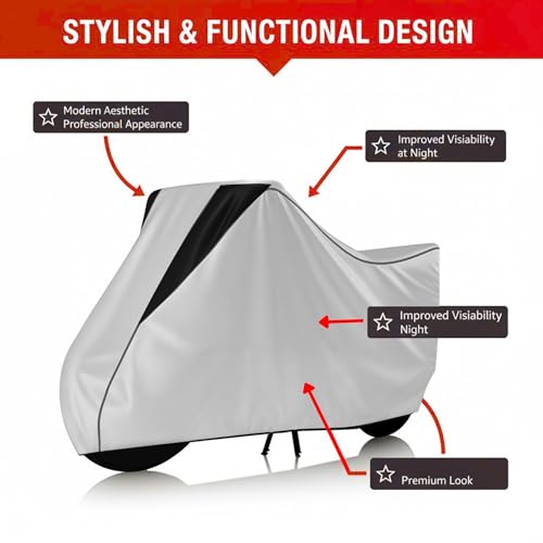 Image of Motorcycle Bike Body Cover for Outdoor Use - Heavy Fabric Water Resistant Two Wheeler Cover with UV, Dust & Rain Protection Compatible for Classic 350