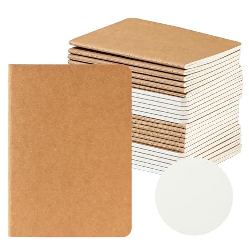 HOMEMARS Cahier Journal petit carnet, Ensemble de 24 Carnets avec Pages à Pages Blanches,Taille Format de Poche 10 x 14 cm,60 Pages,100 GSM Cahier Page Blanche,Papier épais