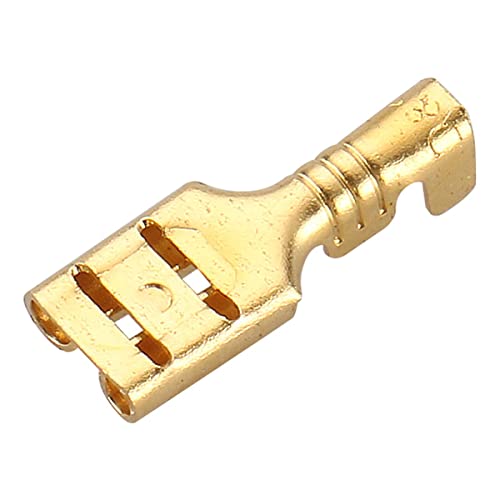 Image of Female Spade Quick Splice Crimp Terminals, 4.8mm Non Insulated Crimp Connector, 0.187 Inch, Brass, Pack of 100