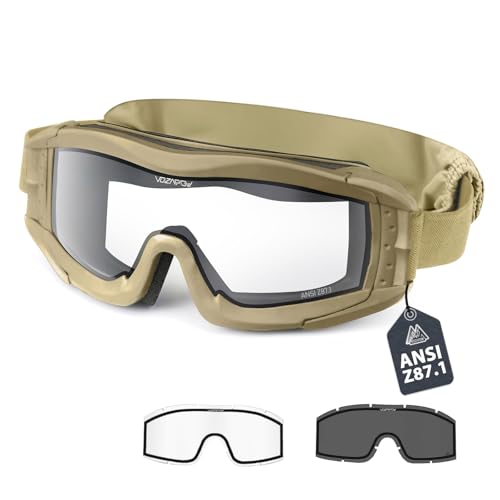 Airsoft Goggles Anti Fog with ANSI Z87.1 Certified, Safety Goggles Impact Resistant, Tactical Shooting Glasses