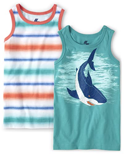 The Children's Place Boys' Sleeveless Tank Tops 2 Pack, Shark, Small #TOP15