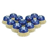 SALI 12 Pack Wire Cup Brush, 3 Inch Coarse Crimped Cup Brush for Grinders, with 5/8 Inch Arbor for H