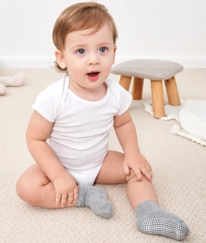 Image of Zaples Baby Non Slip Grip Ankle Socks with Non Skid Soles for Infants Toddlers Kids Boys Girls
