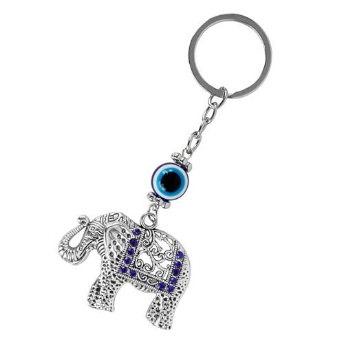Image of Storite Evil Eye Keychain, Elephant Style, Blue and Silver