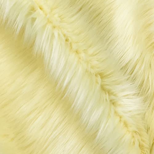 Bianna Baby Yellow Faux Fur Fabric (Banana Pastel), Shaveable High-Density