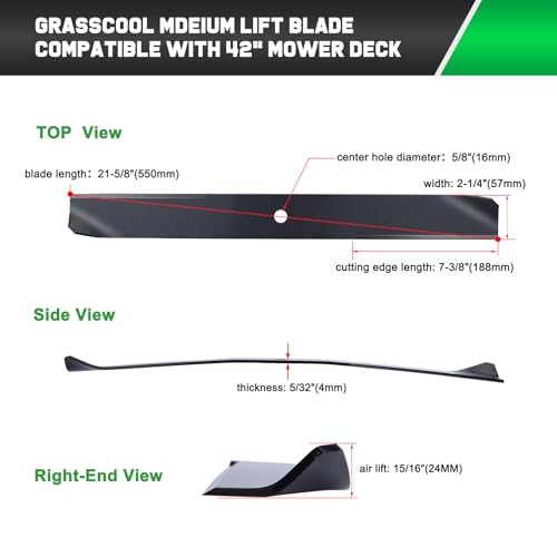 Image of Grasscool 42 inch Deck Time Cutter Zero Turn Toro Mower Blades Replacement | Fits OEM 110-6568-03 106-8744-03,Timecutter SS4235 Z4235 Z4200 SS4260 SS4200 Zero Turn Lawn Tractor,High Lift Bagger Cuts Mow