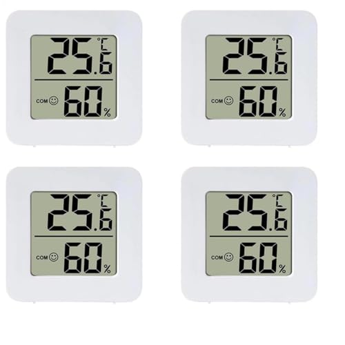 4 Stück Mini Digital Hygrometer Thermometer, Indoor Hygrometer Temperatur Mit LCD, Luftfeuchtigkeitsmesser Temperaturmonitor Für Weinkeller Gewächshaus Zimmer Reptilien Inkubator Closet