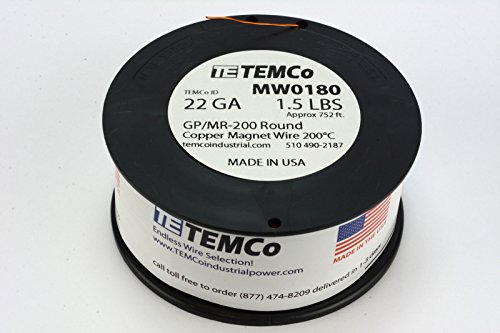 Image of TEMCo 22 AWG Copper Magnet Wire - 1.5 lb 752 ft 200C Magnetic Coil Winding