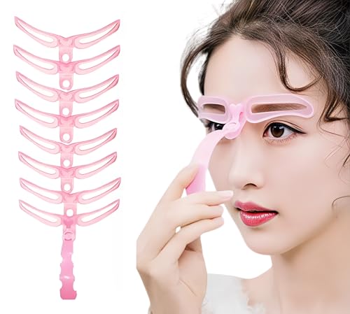 Juego de 8 plantillas para cejas, con soporte y banda de goma, reutilizables, plantillas para cejas simétricas