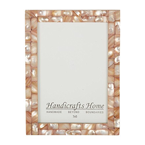 Handicrafts Home 5x7 Imagen Marcos Chic Marco Fotos Madre de Perla Hecho a Mano Vintage Rosa, 12.7 x 17.8 cm Cover
