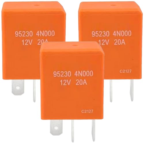 3-Pack 95230 4N000 Relay - SPDT 20A 12VDC 3-Pin Horn Relay - Compatible with Hyundai/Kia (Sonata, Sorento) - Fixes Weak Sound, No Honk & P0627 Code