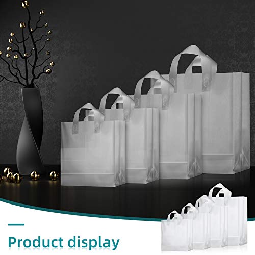 image for Weewooday 100 Pcs Frosted Plastic Gift Bags with Handles for Small Bus