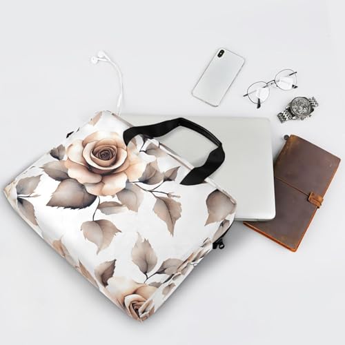 Bolso Maletín para Portátil con Estampado Flores Marrón miniatura 6