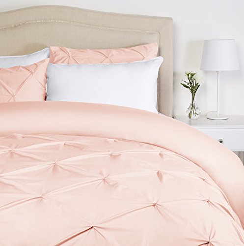 Amazon Brand – Pinzon Pinch-Pleat Duvet Cover Set, Twin, Blush Pink