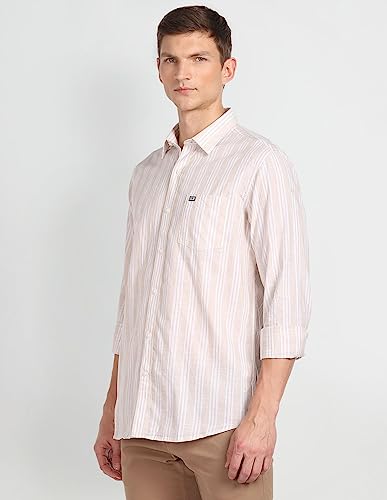 Image of Arrow Men's Vertical Stripe Atilde -Fil Slim Fit Shirt
