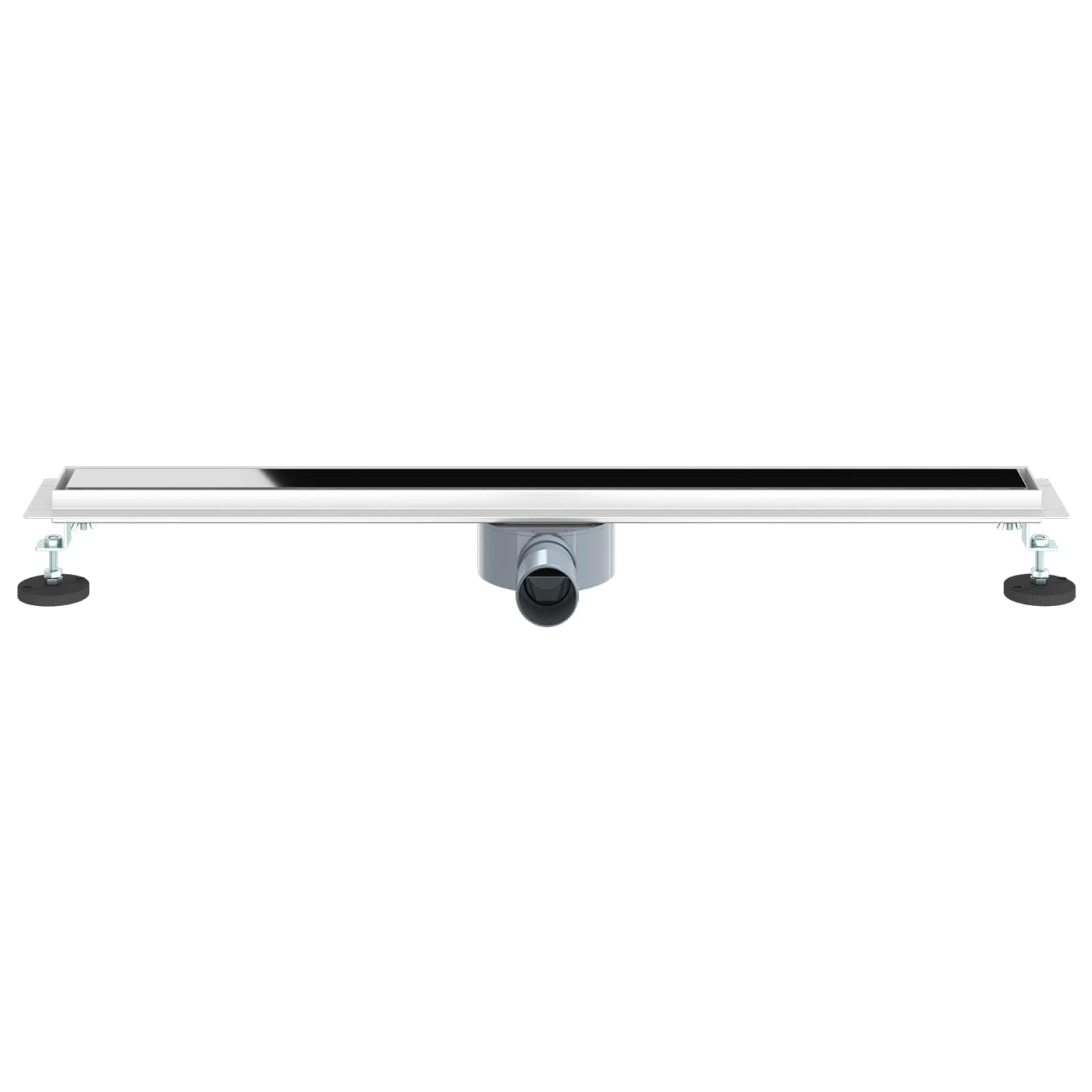 Canaleta de ducha de 80 cm, color negro, acero inoxidable 304, con cubierta de cristal y sifón de 360°, desagüe de ducha regulable en altura para baños modernos