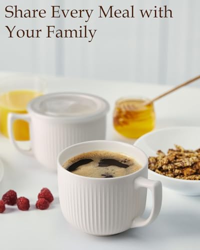 NUTRIUPS Mikrowellen Keramik Suppenschüssel mit Henkel, 900ml Suppentassen mit Henkel, Kaffeetasse Groß