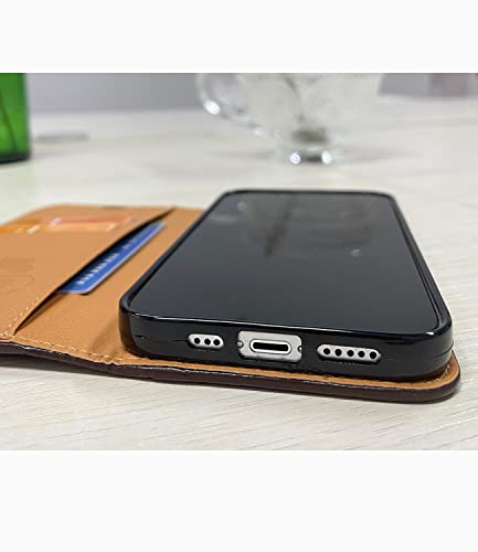 Luxury Iphone 13 Pro Max Wallet Case - Premium Leather Magnetic Flip, Wrist Strap, Card Holder, Tpu - Black #TOP5