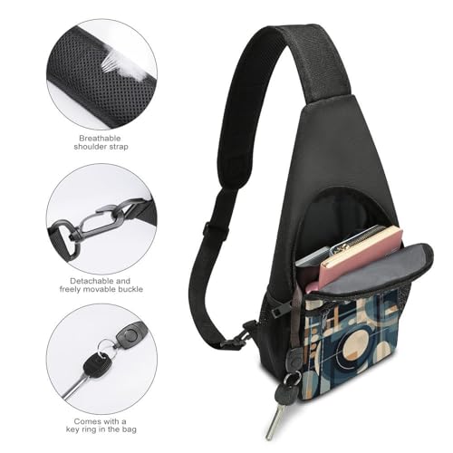 Sling bag para mujeres y hombres con patrón tribal azul miniatura 3
