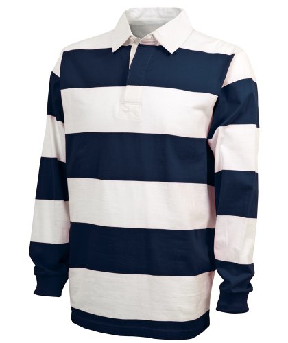 Image of Charles River Apparel Unisex Classic Rugby Shirt, Premium Cotton Jersey with Yarn-Dyed Stripe Design