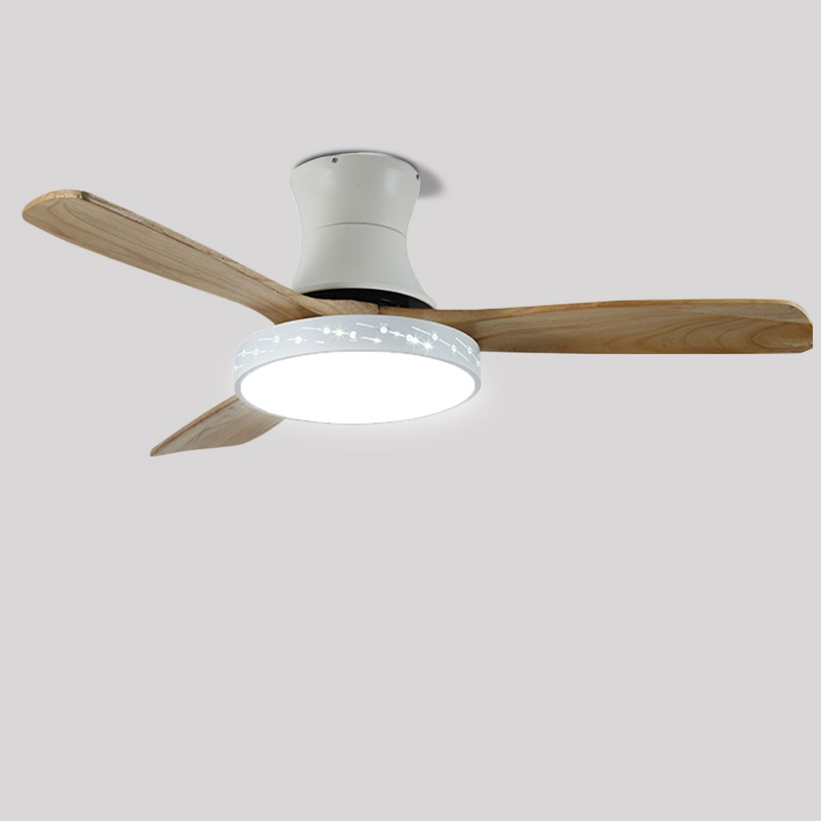 SXDMOUBK Remote Dimmable Ceiling Fan Light Indoor Quiet Ceiling Fan With DC Motor Nordic Ceiling Fans With Lights 3 Wood Blades For Bedroom Lounge Room Living Room Study Room