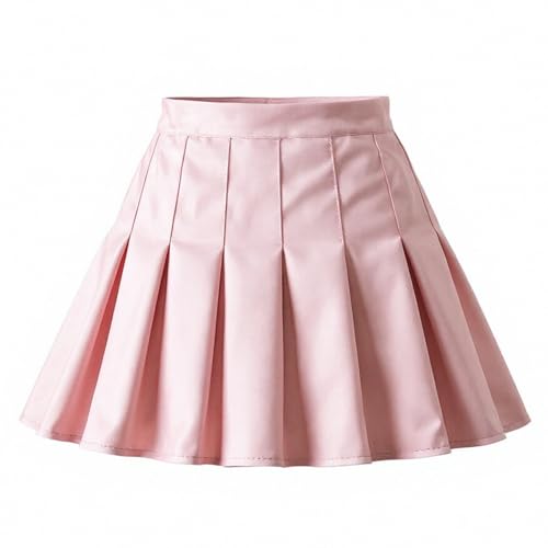 TTYAOVO Girl Skort Mini Flare Plain Pleated Skater Skirt Shool Uniform Size 130(6 Years, Pink) - image 1
