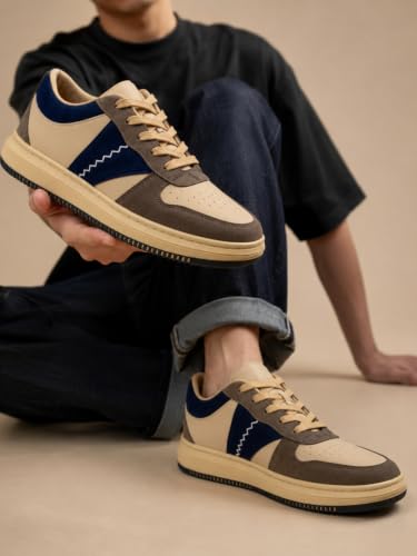Image of Centrino Minimal Sneakers for Man | Shoes for Men Casual Stylish | Lightweight Lace-Up Canvas Walking Shoes | Cushioned Insole | Breathable Comfortable Anti-Skid | Mens Sneaker Shoes for Everyday Wear (9586)