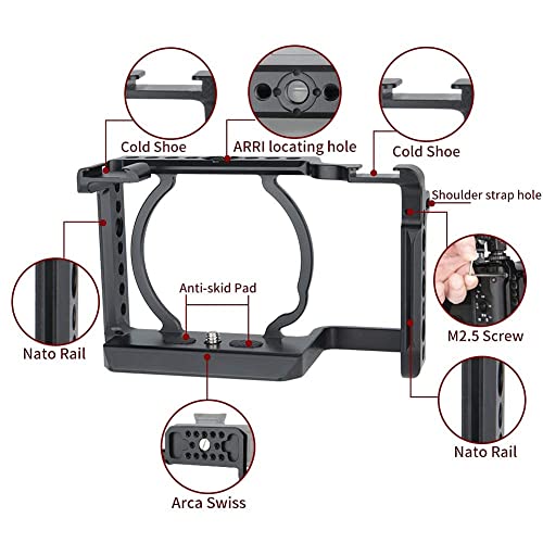 Image of NICEYRIG A6600 Cage Kit with Wooden Side Handle for Sony Alpha A6600 Mirrorless Camera, DSLR Videomaking Rig Stabilizer with Quick Release Plate for ARCA-Style