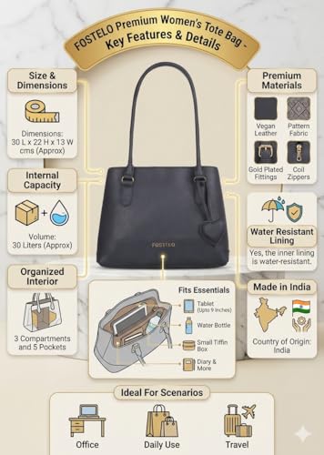 Image of Fostelo Women's Zita Luxe Tote Handbag for Women | Hobo Bag for Work | Ladies Purse | Stylish Shoulder Bag | Gift For Women
