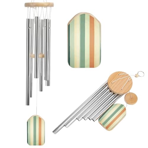 Outdoor Wind Chimes, Retro Striped Printed Wind Chimes,Simple Wind Chimes,Curtain Wind Chimes for Home Decoration