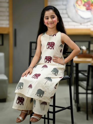 Image of Girls Kids Kurta Palazzo Set | Kids Kurta Salwar Suit Set | Ethnic Top & Palazzo Set for Kids Girls