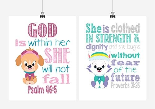 Paw Patrol Inspirational Nursery Decor Set of 2 Prints - Everest and Skye - Playroom or Kid's Room