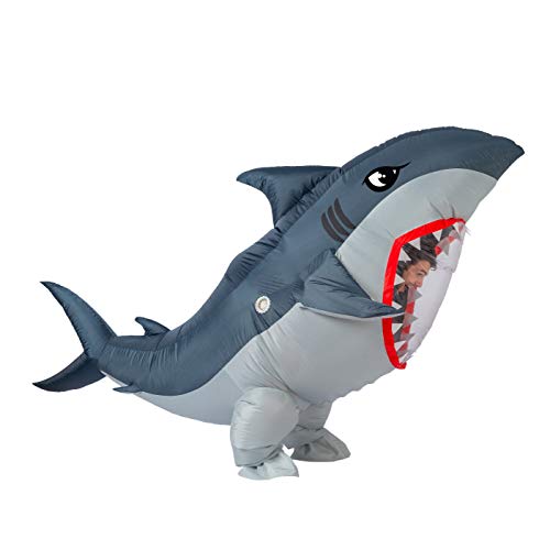 Spooktacular Creations Adult Inflatable Shark Costume, Realistic Gray Shark Blow-up Suit, Full Body Deluxe Halloween Animal Inflatable Costume - Image 7