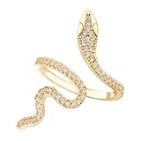 LEE&RO Snake Ring for Women 18K Snake Jewelry Rhinestone Snake Rings Gold Snake Ring Snake Accessories for Women