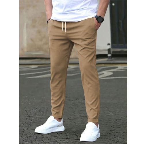 Mens Slim Fit Golf Pants Wrinkle Free Expandable Waist Straight Formal Pant Business Casual Trousers with Pockets2