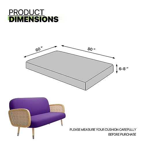 Magshion Futon Cover Slipcover Armless Sofa Cover Furniture Protector Without Armrests Slipcover Soft with Elastic Bottom Queen Size 60"x80"x6" Purple - Image 4