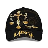 Mens Womens Zodiac Libra Zodia Balance and Astrological Sign Customized Text Hat 3D Printed Fabric Baseball Cap Multicolor One Size