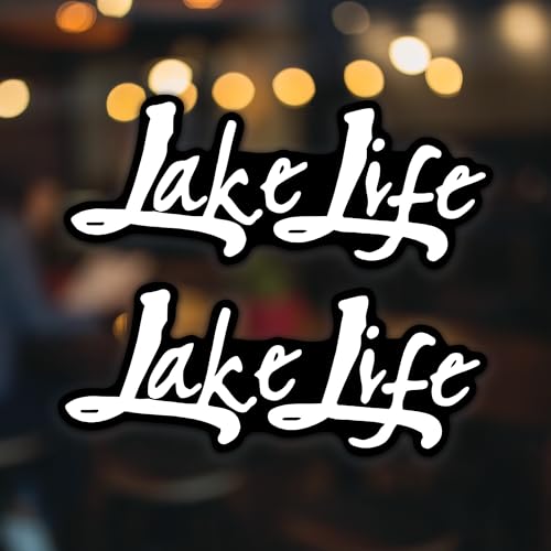 Image of Lake Life Vinyl Decals Stickers (Two Pack) for Cars Trucks Windows Bumpers Walls Laptops Skins - 2-5.5 Inch Decals at Largest Point -No Background (White)