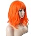 BERON 14 Inches Orange Wig with Bangs Short Curly Orange Wigs for Women Daily Party Hairnet Include