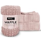 Velosso Manta de cuadros de burbujas de gofre grueso Super mullida y suave Manta de piel sintética de visón acanalada para sofás, 200x240 cm)