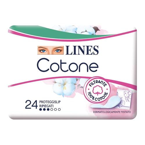 LINES COTONE PROTEGGISLIP, 24 proteggislip ripiegati in bustine, per piccole perdite, filtrante in cotone, delicato sulla pelle, ipoallergenico