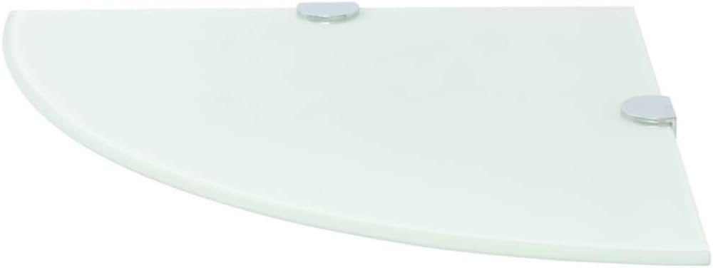 White Tempered Glass Corner Shelf, Small Triangular Floating Wall Shelf for Bathroom, Kitchen, Living Room Decor, 13.8x13.8x0.3 in, Easy Installation