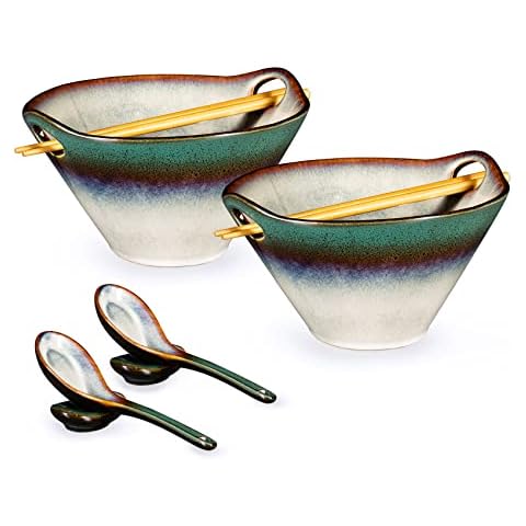 Set Von 2 Keramik Ramen Schüssel Cover